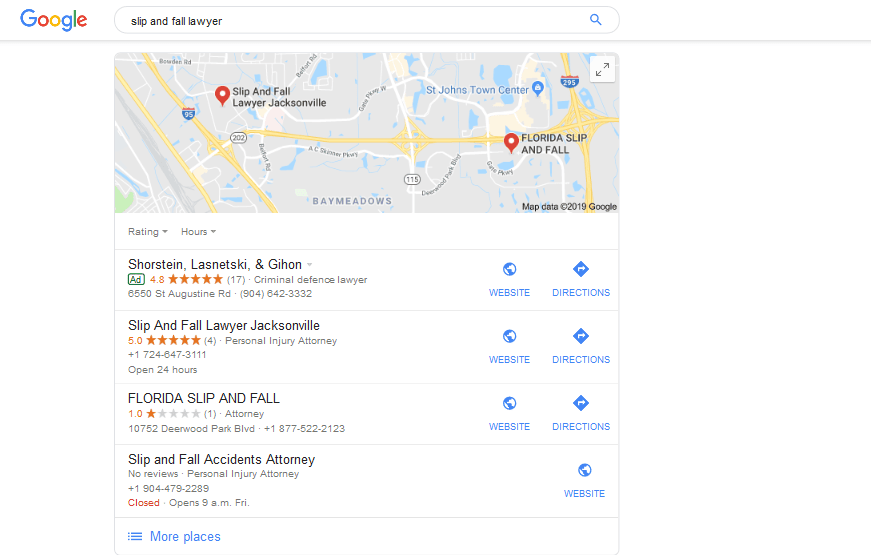 Google Search Results for Local Lawyers