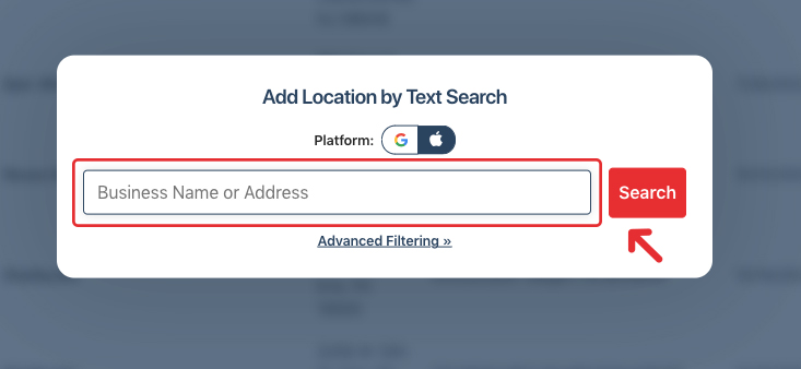 Local Falcon Apple Maps Location Search